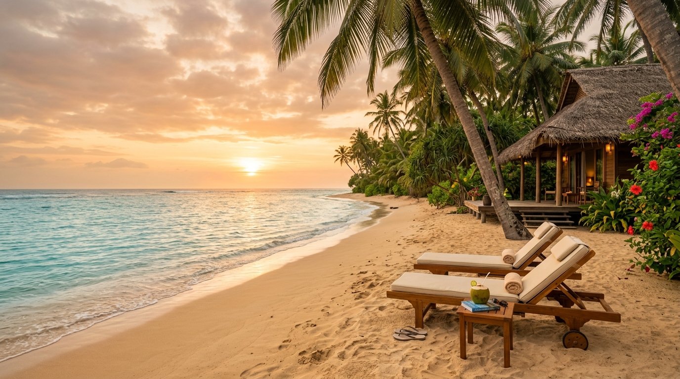 Tropical Golden Coastline in Sri Lanka